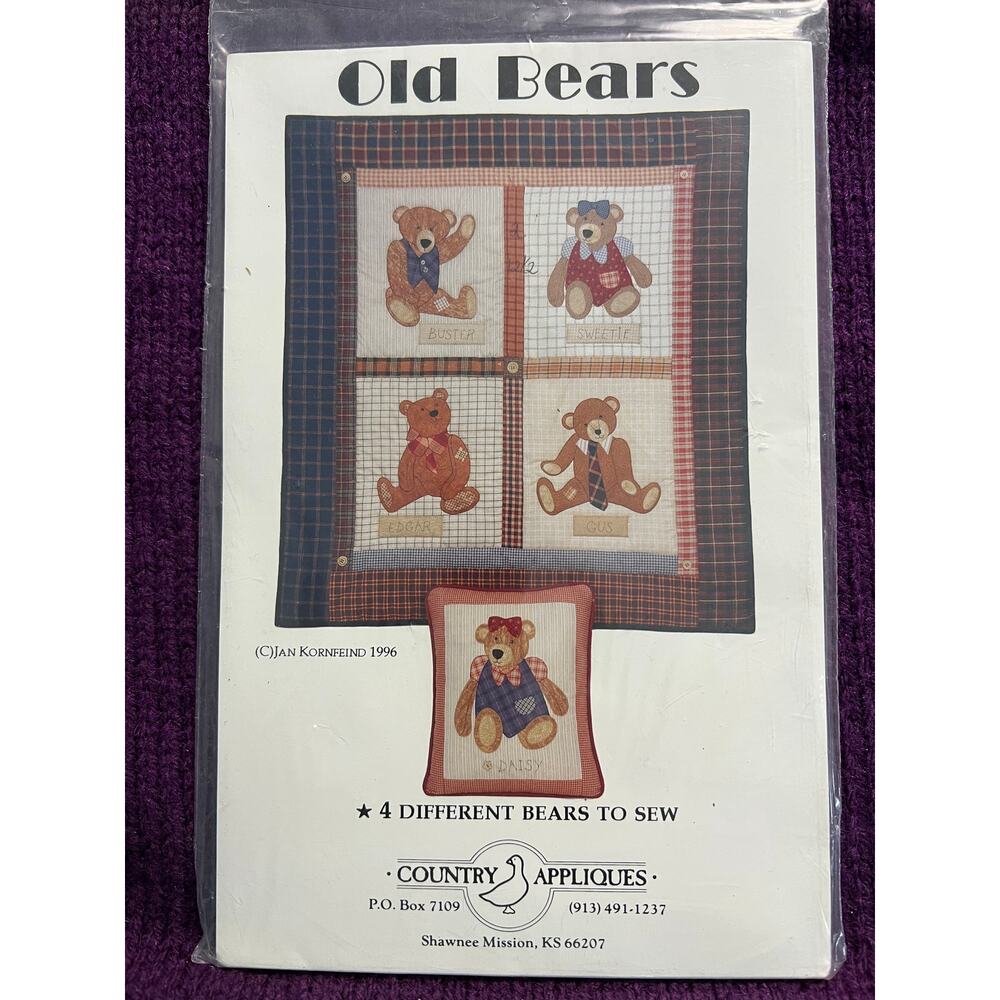 quilt pattern country appliques old bears mini quilt pillow bear